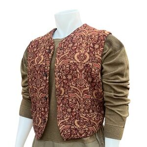 Le Collezioni Structure Tapestry Pattern Unisex Vest Boho Wool Blend L